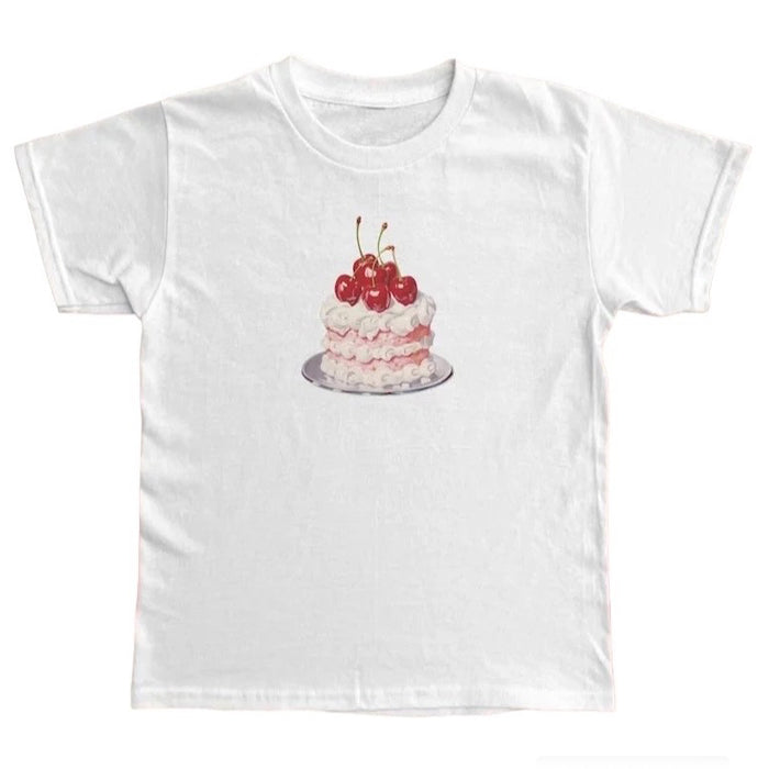 Y2K Birthday Cake Graphic Tee - Cute Pastel Aesthetic Top for Trendy Outfits