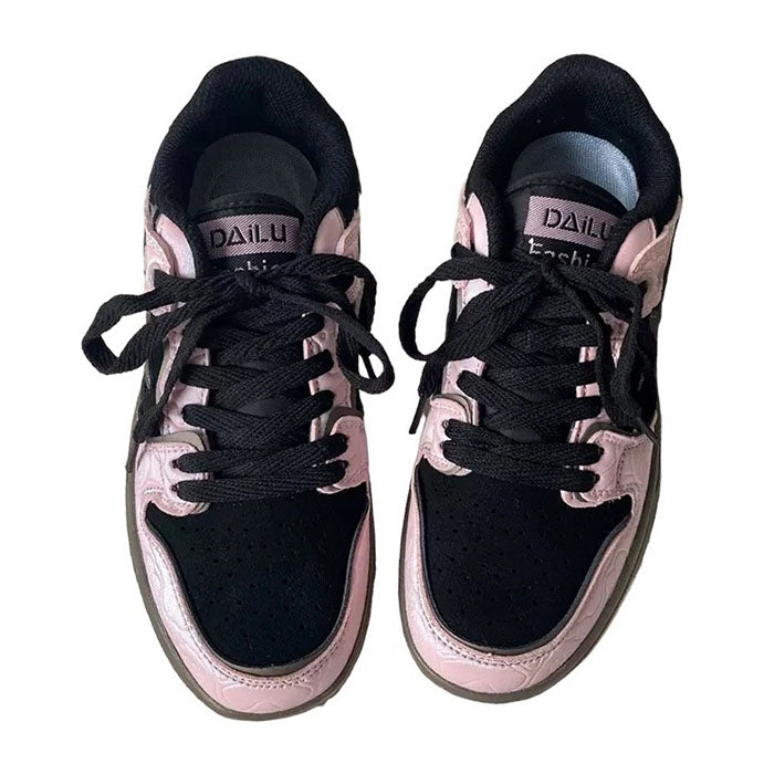 Y2K Black & Pink Star Sneakers for Trendy Grunge and Coquette Aesthetic Outfits