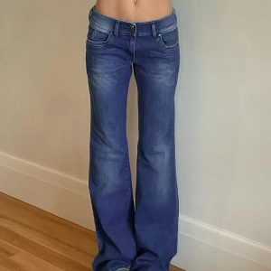 Y2K Boot Cut Jeans for a Chic Grunge Aesthetic - Vintage-Inspired Denim Style