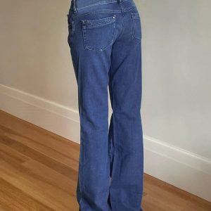 Y2K Boot Cut Jeans for a Chic Grunge Aesthetic - Vintage-Inspired Denim Style