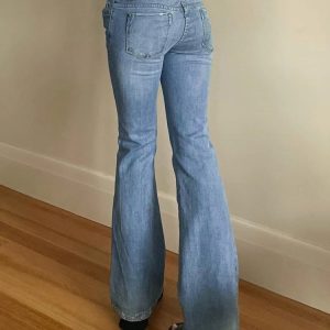 Y2K Boot Cut Jeans for a Chic Grunge Aesthetic - Vintage-Inspired Denim Style