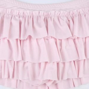 Y2K Bow Splice Low Rise Tiered Mini Skirt - Cute Coquette Aesthetic Fashion Piece