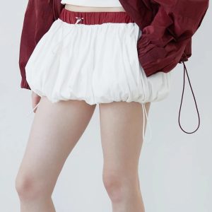 Y2K Bubble Mini Skirt - Trendy Drawstring Design for Coquette and Grunge Aesthetics