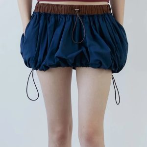 Y2K Bubble Mini Skirt - Trendy Drawstring Design for Coquette and Grunge Aesthetics