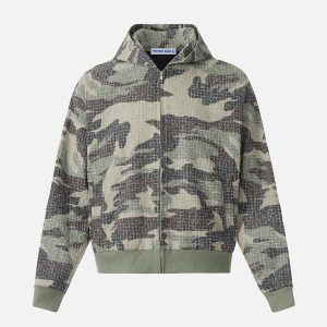 Y2K Camouflage Hoodie: Trendy Grunge Style for Aesthetic Outfits and Comfy Looks