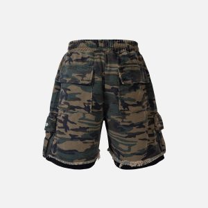 Y2K Camouflage Multi Pocket Cargo Shorts for Trendy Aesthetic Outfits