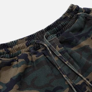 Y2K Camouflage Multi Pocket Cargo Shorts for Trendy Aesthetic Outfits