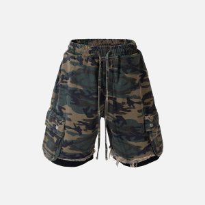 Y2K Camouflage Multi Pocket Cargo Shorts for Trendy Aesthetic Outfits