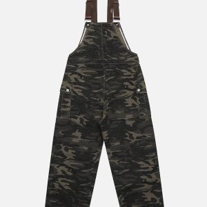 Y2K Camouflage Overalls: Trendy Grunge Aesthetic Jumpsuit for Stylish Outfits