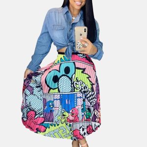 Y2K Cartoon Pleated Skirt - Cute Aesthetic Skirt for Coquette and Grunge Styles