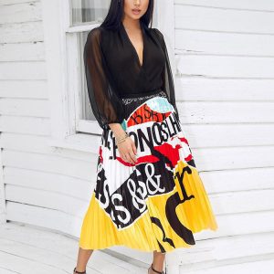 Y2K Cartoon Pleated Skirt - Cute Aesthetic Skirt for Coquette and Grunge Styles