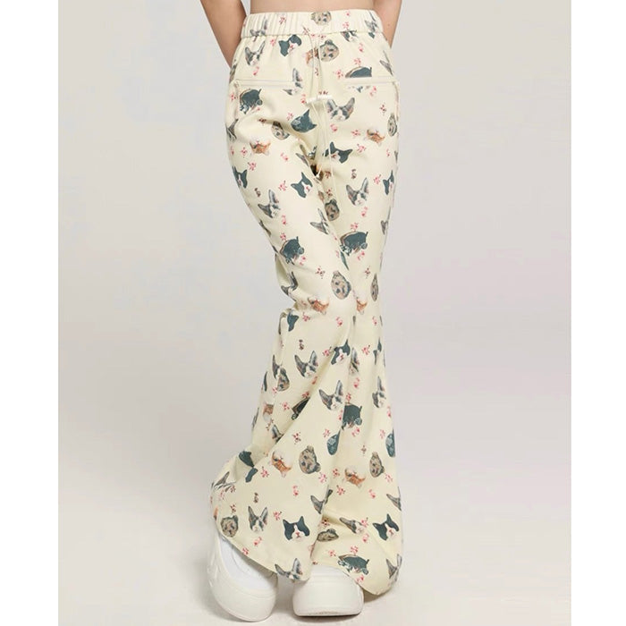 Y2K Cat Print Graphic Pants for Trendy Aesthetic Outfits and Comfy Everyday Wear