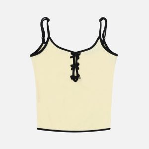 Y2K Color Block Cami Top - Trendy Aesthetic Crop for Coquette and Grunge Styles