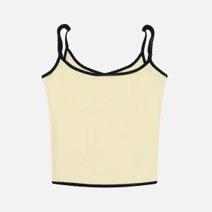 Y2K Color Block Cami Top - Trendy Aesthetic Crop for Coquette and Grunge Styles