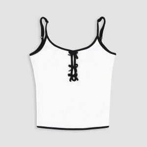 Y2K Color Block Cami Top - Trendy Aesthetic Crop for Coquette and Grunge Styles