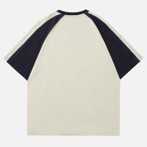 Y2K Color Block Tee: Trendy Aesthetic Top for Coquette and Grunge Styles