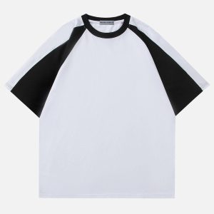 Y2K Color Block Tee: Trendy Aesthetic Top for Coquette and Grunge Styles