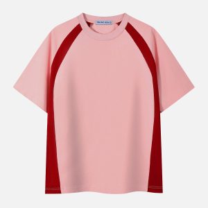 Y2K Color Block Tee: Trendy Aesthetic Top for Coquette and Grunge Styles