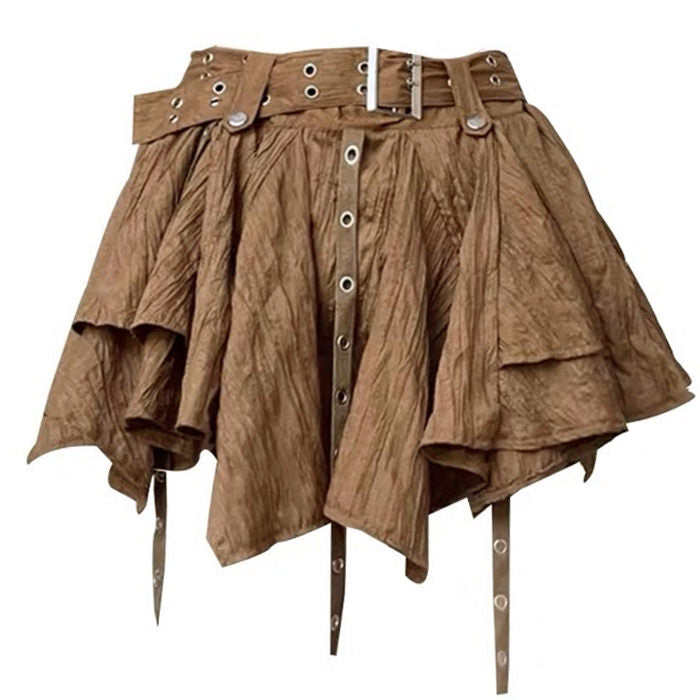 Y2K Coquette Aesthetic Brown Forest Fairy Mini Skirt for Cute and Comfy Outfits