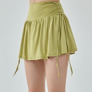 Y2K Coquette Aesthetic Green Tennis Skirt - Trendy Cargo Style for Chic Outfits