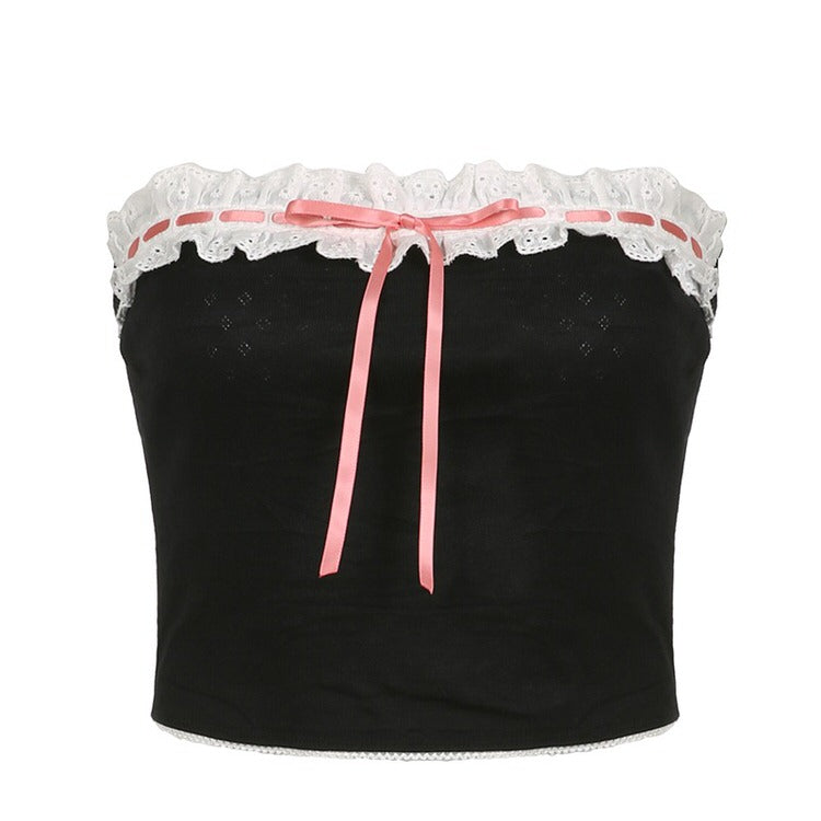 Y2K Coquette Aesthetic Ribbon Tube Top - Cute and Stylish for Trendy Outfits