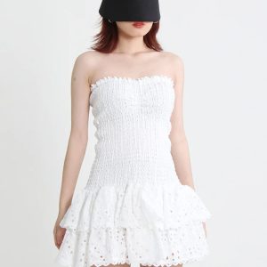 Y2K Coquette Aesthetic Strapless Mini Dress for Cute Outfits and Trendy Looks