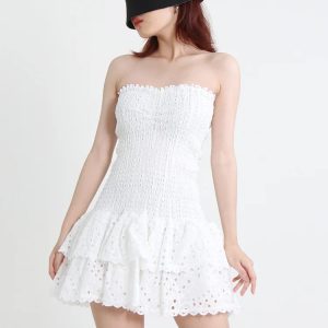 Y2K Coquette Aesthetic Strapless Mini Dress for Cute Outfits and Trendy Looks