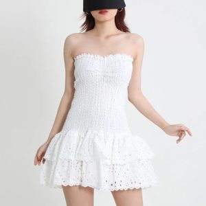 Y2K Coquette Aesthetic Strapless Mini Dress for Cute Outfits and Trendy Looks