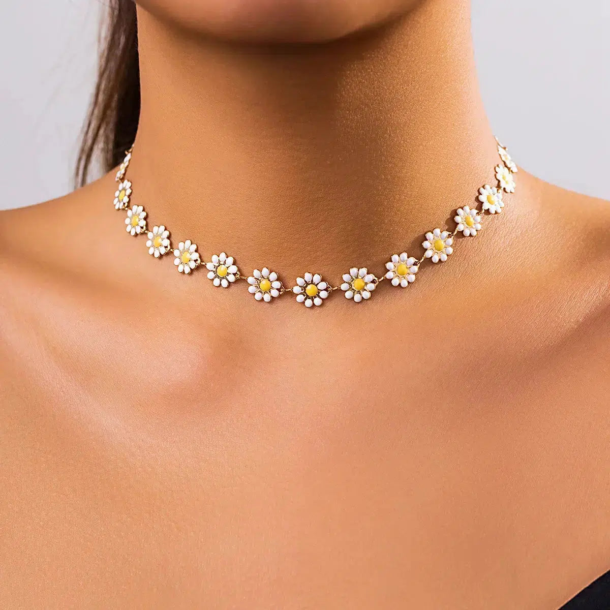 Y2K Coquette Daisy Choker Necklace - Cute Floral Accessory for Aesthetic Outfits