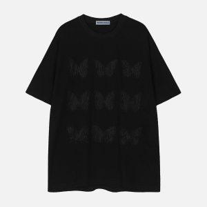 Y2K Cut-Out Butterfly Tee: Trendy Coquette Aesthetic Top for Cute Outfits and Aesthetic Vibes