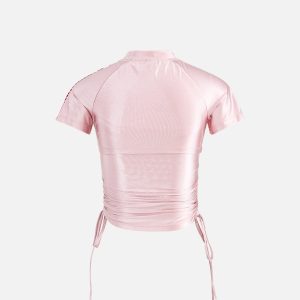 Y2K Cut-Out Wrinkle Tee: Trendy Grunge Aesthetic Top for Stylish Outfits