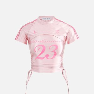 Y2K Cut-Out Wrinkle Tee: Trendy Grunge Aesthetic Top for Stylish Outfits