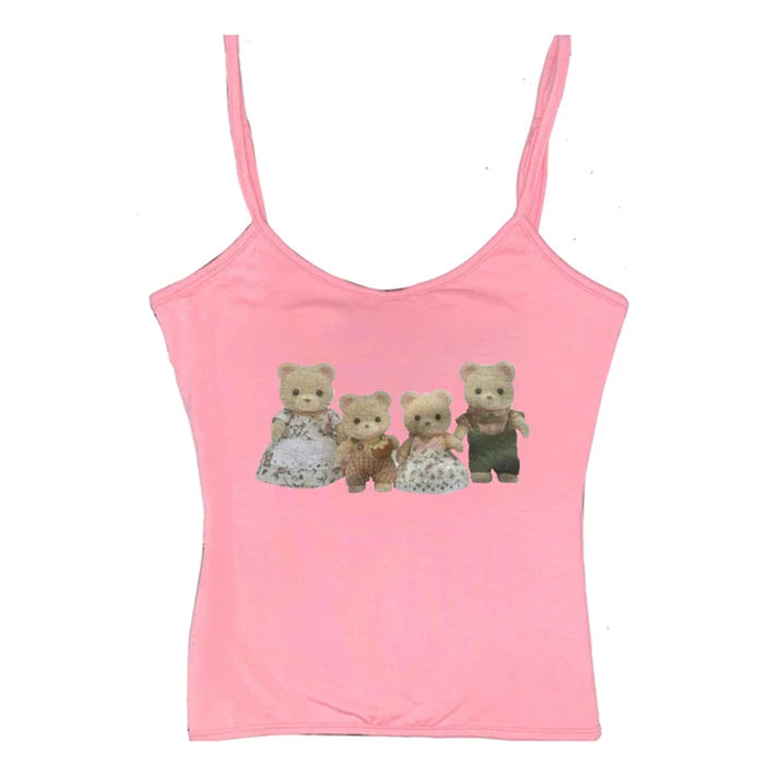 Y2K Cute Bears Graphic Tank Top for Coquette and Grunge Aesthetic Outfits