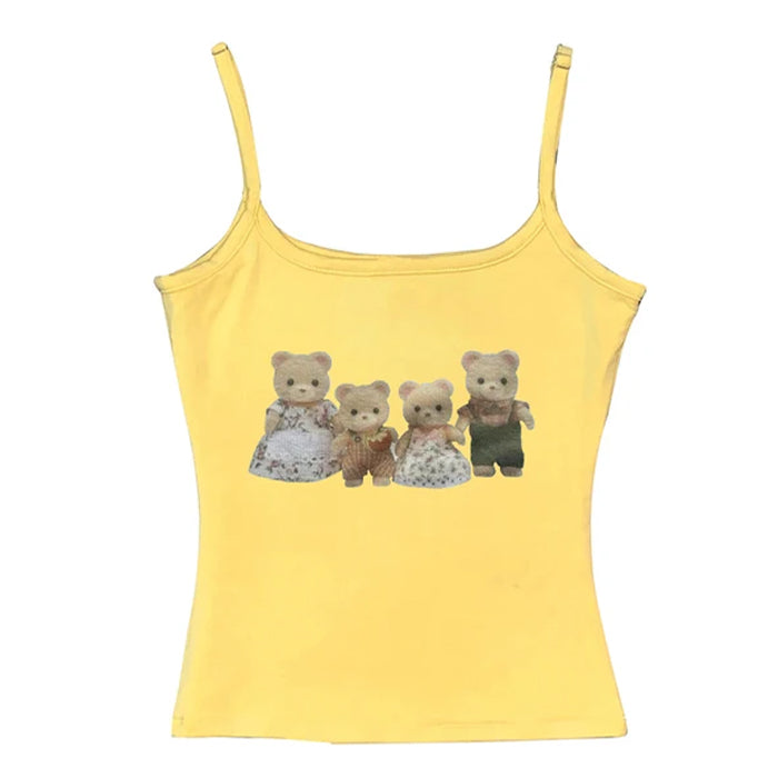 Y2K Cute Bears Graphic Tank Top for Coquette and Grunge Aesthetic Outfits