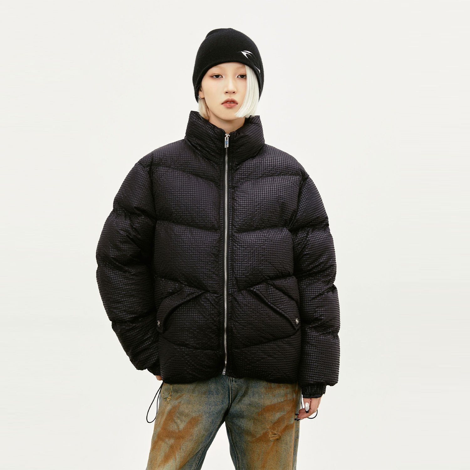 Y2K Cyberpunk Oversized Puffer Jacket for Edgy Aesthetic Street Style