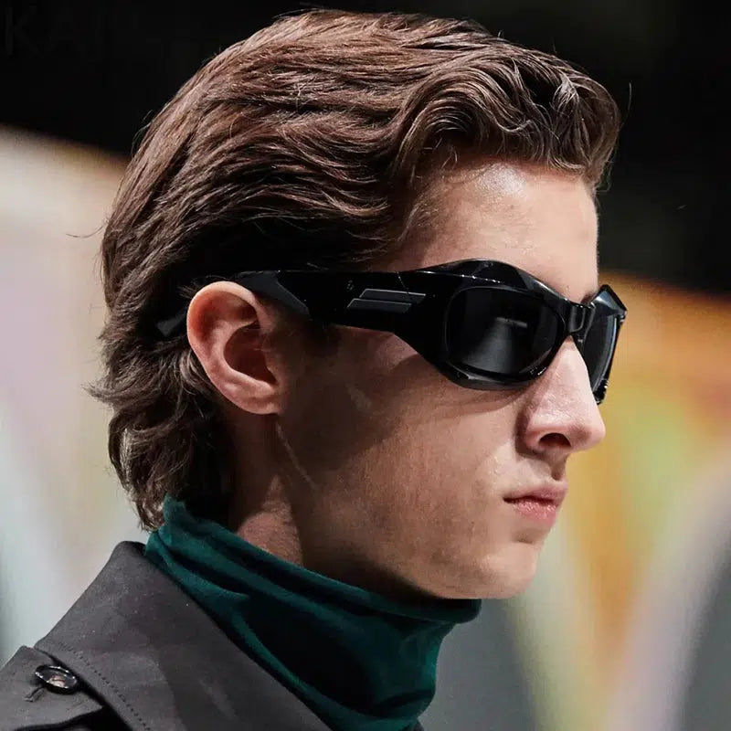 Y2K Cyberpunk Warrior Sunglasses for Edgy Aesthetic Looks and Futuristic Style