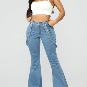 Y2K Denim Flared Overalls: Trendy Grunge Aesthetic for Effortless Style and Comfort