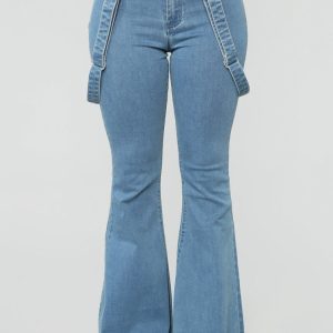 Y2K Denim Flared Overalls: Trendy Grunge Aesthetic for Effortless Style and Comfort