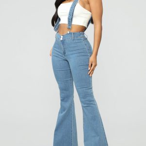 Y2K Denim Flared Overalls: Trendy Grunge Aesthetic for Effortless Style and Comfort