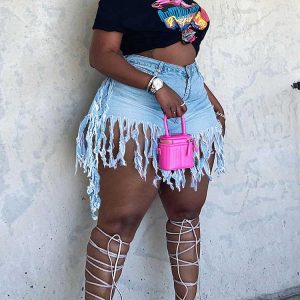 Y2K Denim Tassel Shorts for Trendy Aesthetic Outfits and Summer Vibes