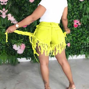 Y2K Denim Tassel Shorts for Trendy Aesthetic Outfits and Summer Vibes