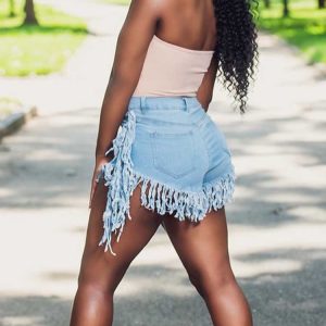 Y2K Denim Tassel Shorts for Trendy Aesthetic Outfits and Summer Vibes