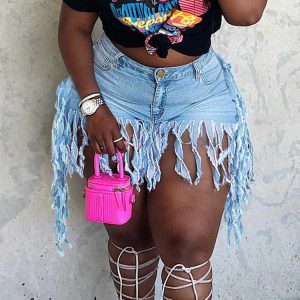 Y2K Denim Tassel Shorts for Trendy Aesthetic Outfits and Summer Vibes