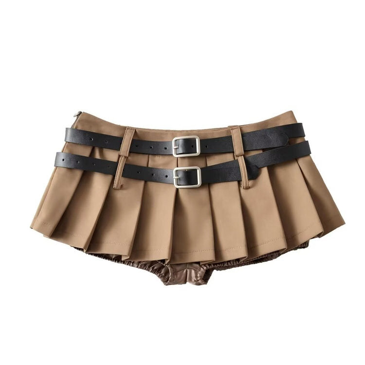 Y2K Double-Belt Micro Skirt for Grunge Aesthetic and Coquette Style Outfits