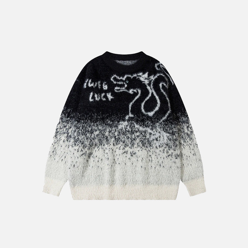 Y2K Dragon Graphic Sweater: Trendy Y2K Aesthetic Top for Grunge and Coquette Styles