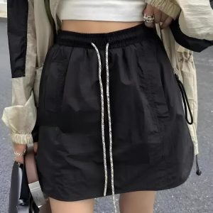 Y2K Drawstring Parachute Mini Skirt - Trendy Cargo Style for Aesthetic Outfits