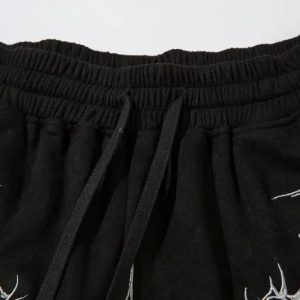 Y2K Embroidered Baggy Shorts for Trendy Coquette and Grunge Aesthetic Outfits