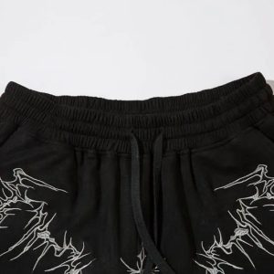 Y2K Embroidered Baggy Shorts for Trendy Coquette and Grunge Aesthetic Outfits