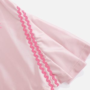 Y2K Embroidery Ripple Skirt - Cute Pastel Goth Aesthetic for Trendy Outfits