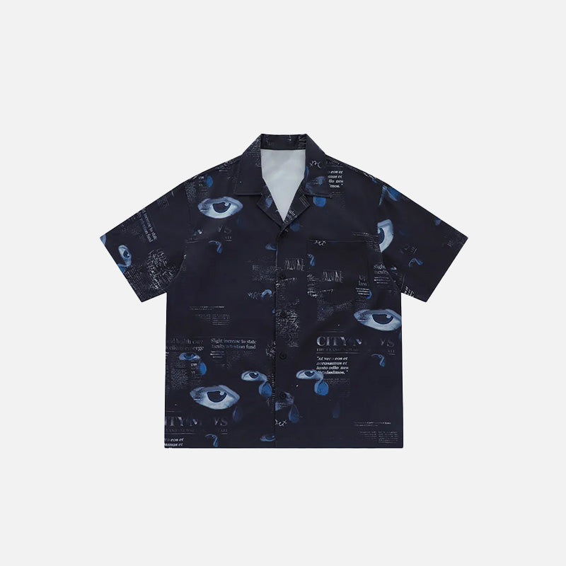 Y2K Eye Print Oversized Shirt - Trendy Grunge Aesthetic Top for Unique Outfits